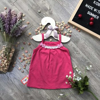 áo 2 dây cotton bé gái xuân hè- A4655-1